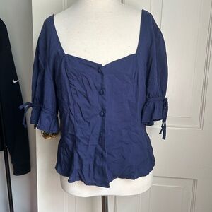 Blue button up blouse